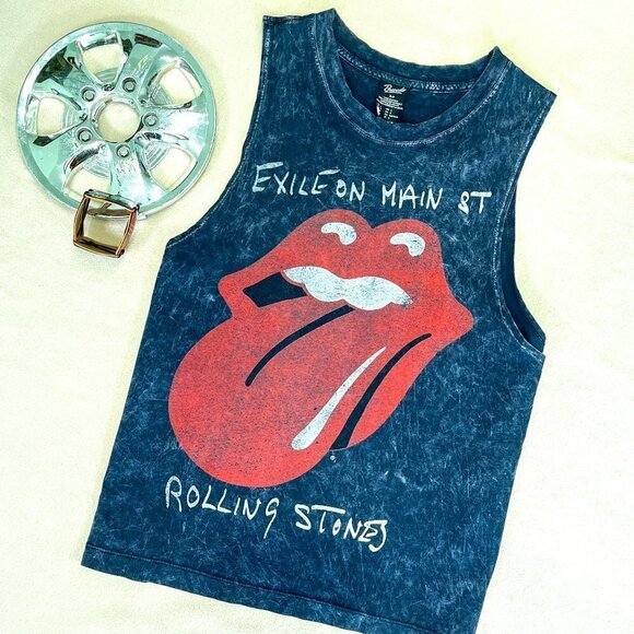 Bravado Tops - Rolling Stones Exit on Main St Black Graphic Print Band Tank, Size: S